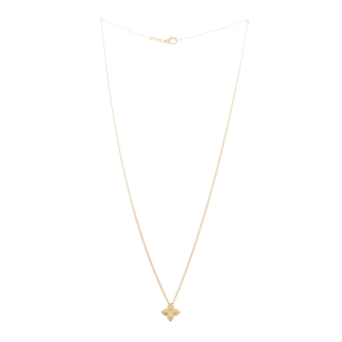 18K Yellow Gold Small Princess Flower Pendant Necklace