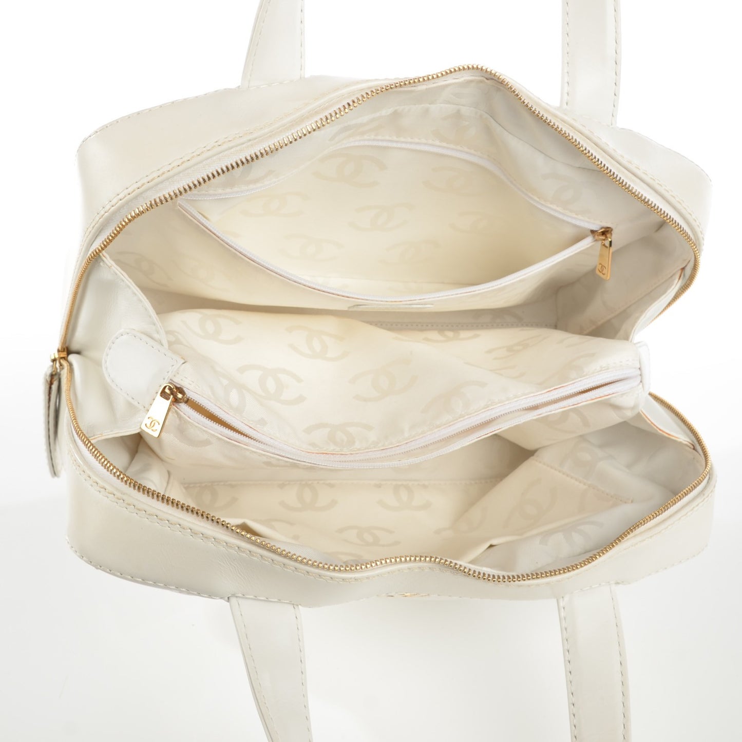 Calfskin Wild Stitch Surpique Top Handle Bag White