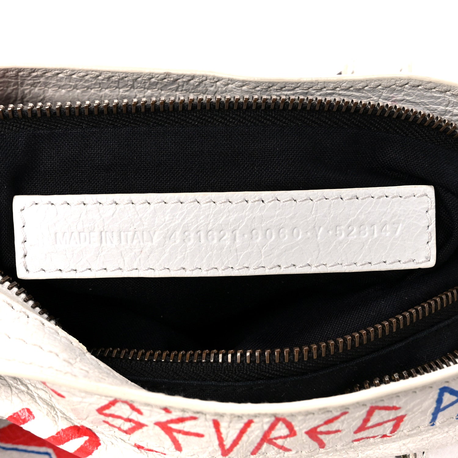 Balenciaga Agneau Graffiti All Over Classic Hardware S City White Bleu Rouge 9 of 18