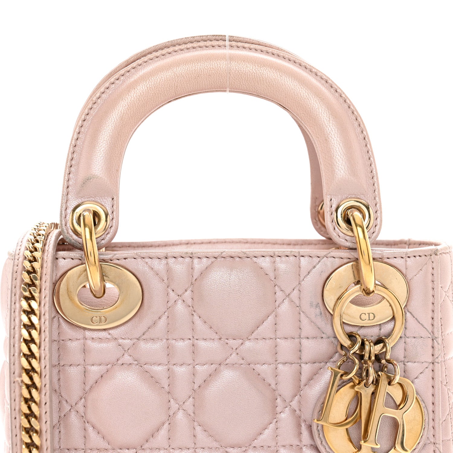 Christian Dior Metallic Lambskin Cannage Mini Lady Dior Lotus 5 of 12