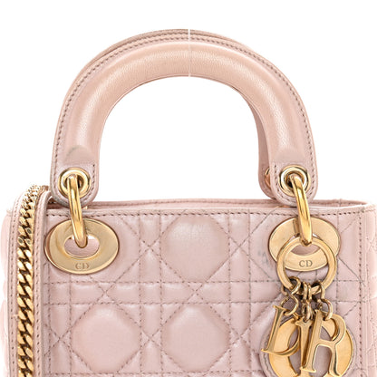 Christian Dior Metallic Lambskin Cannage Mini Lady Dior Lotus 5 of 12