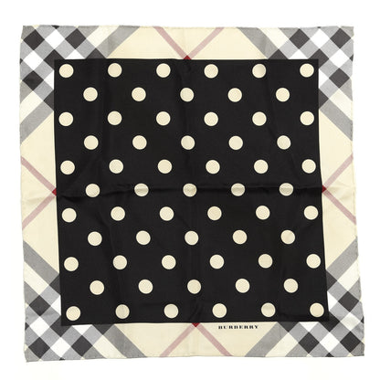 Burberry Silk Nova Polka Dot Square Scarf Black Beige 1 of 4