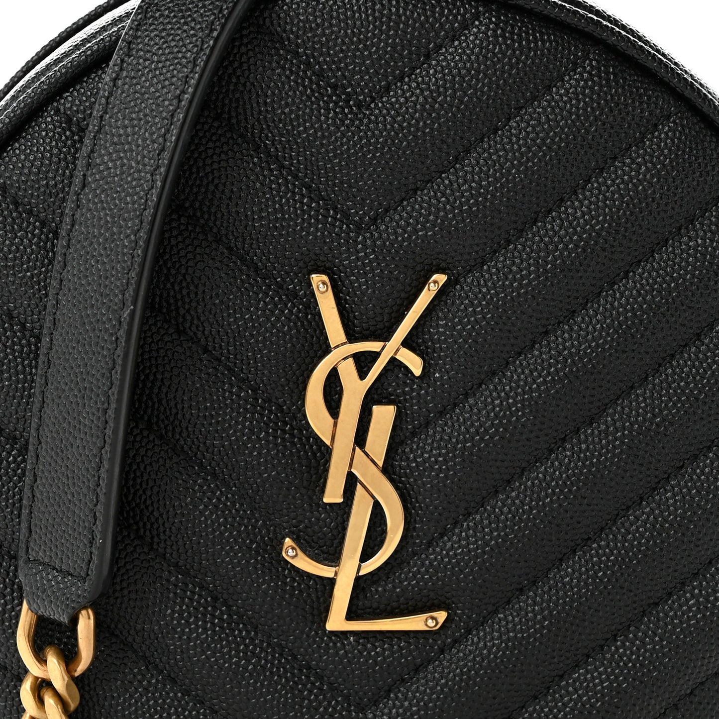 Grain De Poudre Matelasse Chevron Quilted Round Vinyle Camera Bag Black
