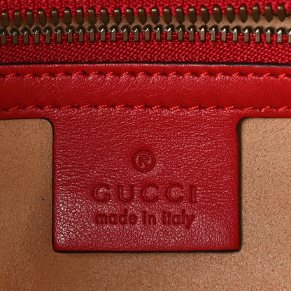 Gucci Calfskin Matelasse Sylvie Web Small GG Marmont Top Handle Shoulder Bag Hibiscus Red 6 of 13