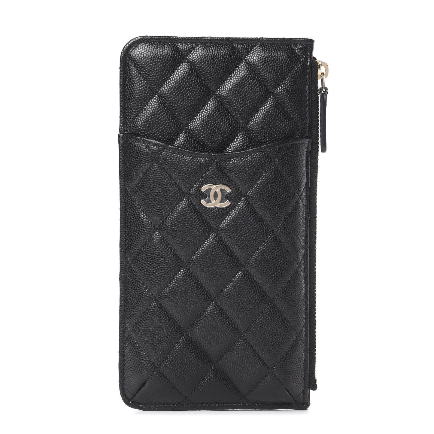 Caviar Quilted Classic Flat Wallet Pouch Black