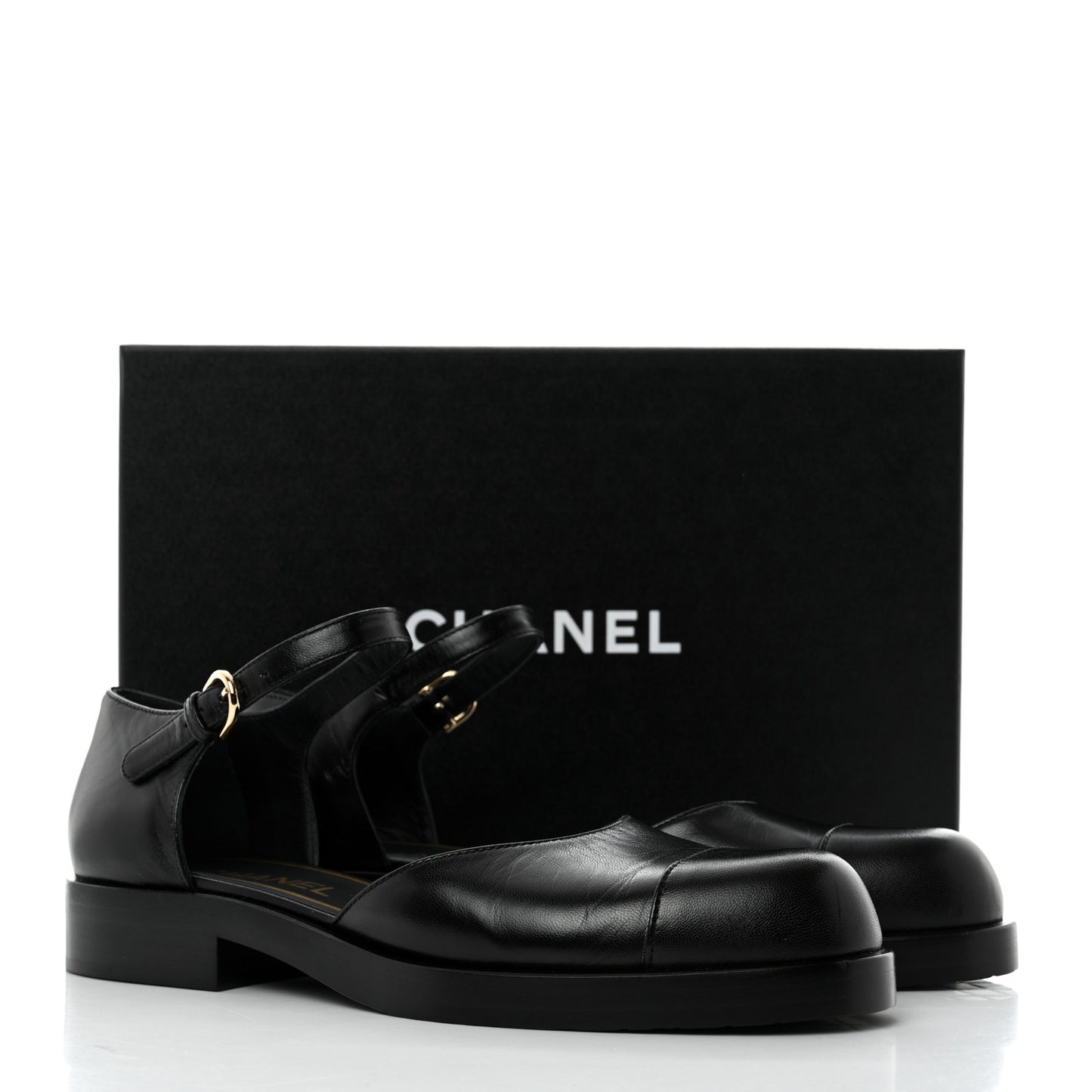 Shiny Goatskin Mary Jane Flats 38.5 Black