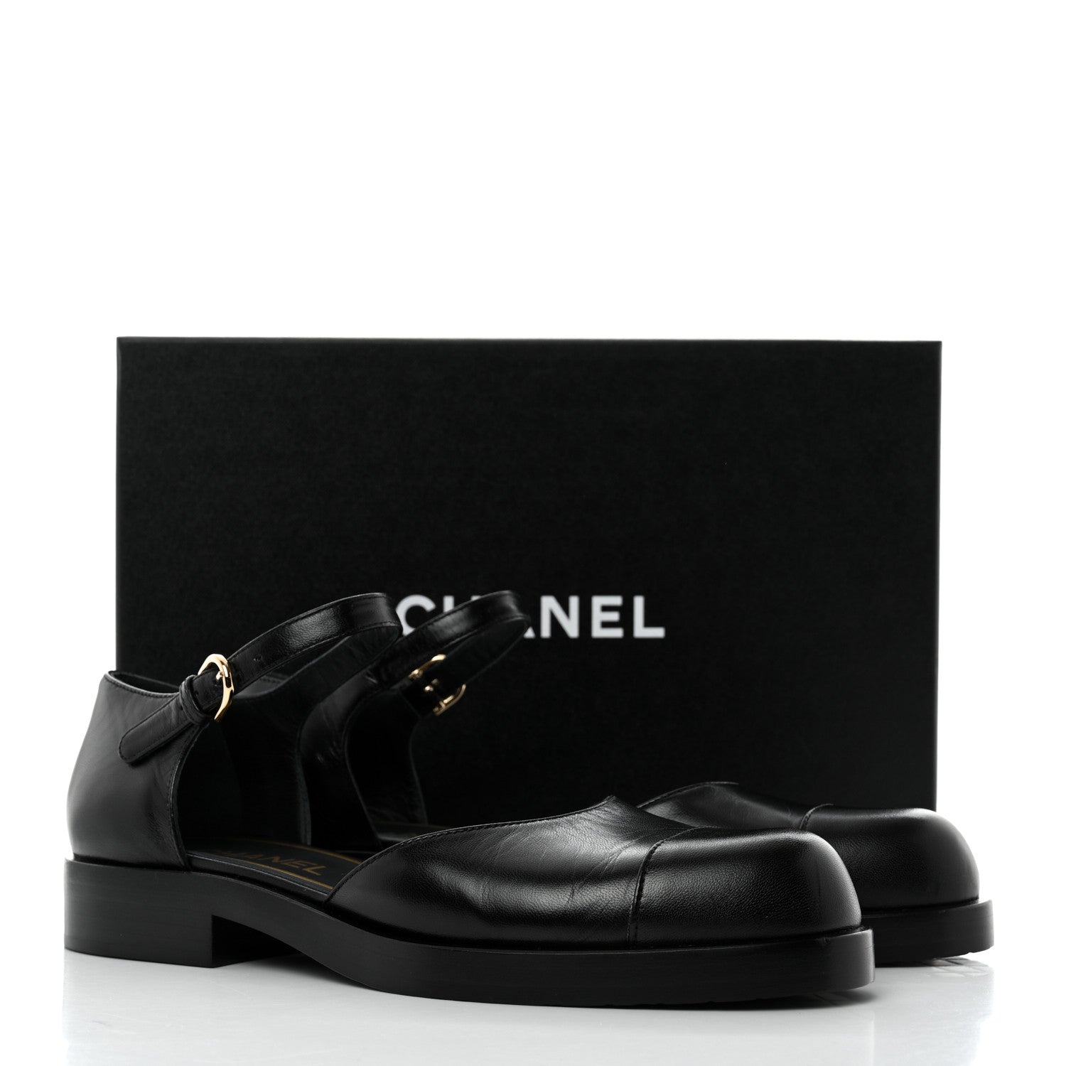 Chanel Shiny Goatskin Mary Jane Flats 38.5 Black 9 of 9