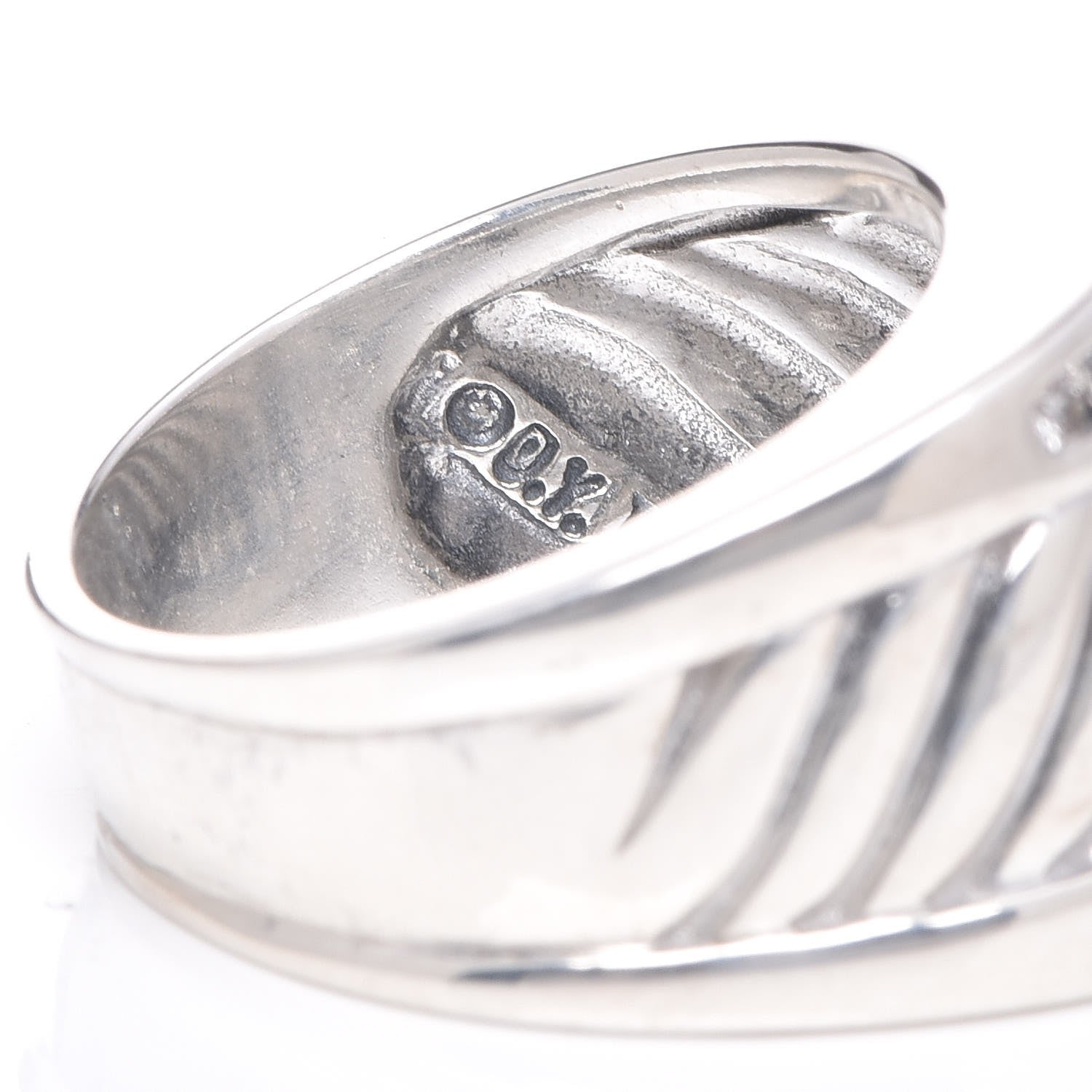 David Yurman Sterling Silver Diamond Cable Cigar Band Ring 55 7.25 4 of 10