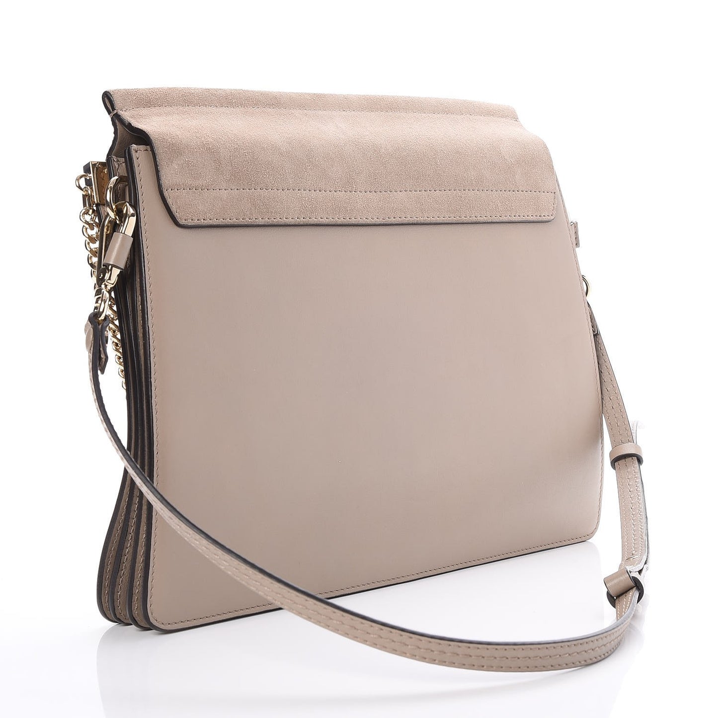 Calfskin Suede Medium Faye Shoulder Bag Motty Grey