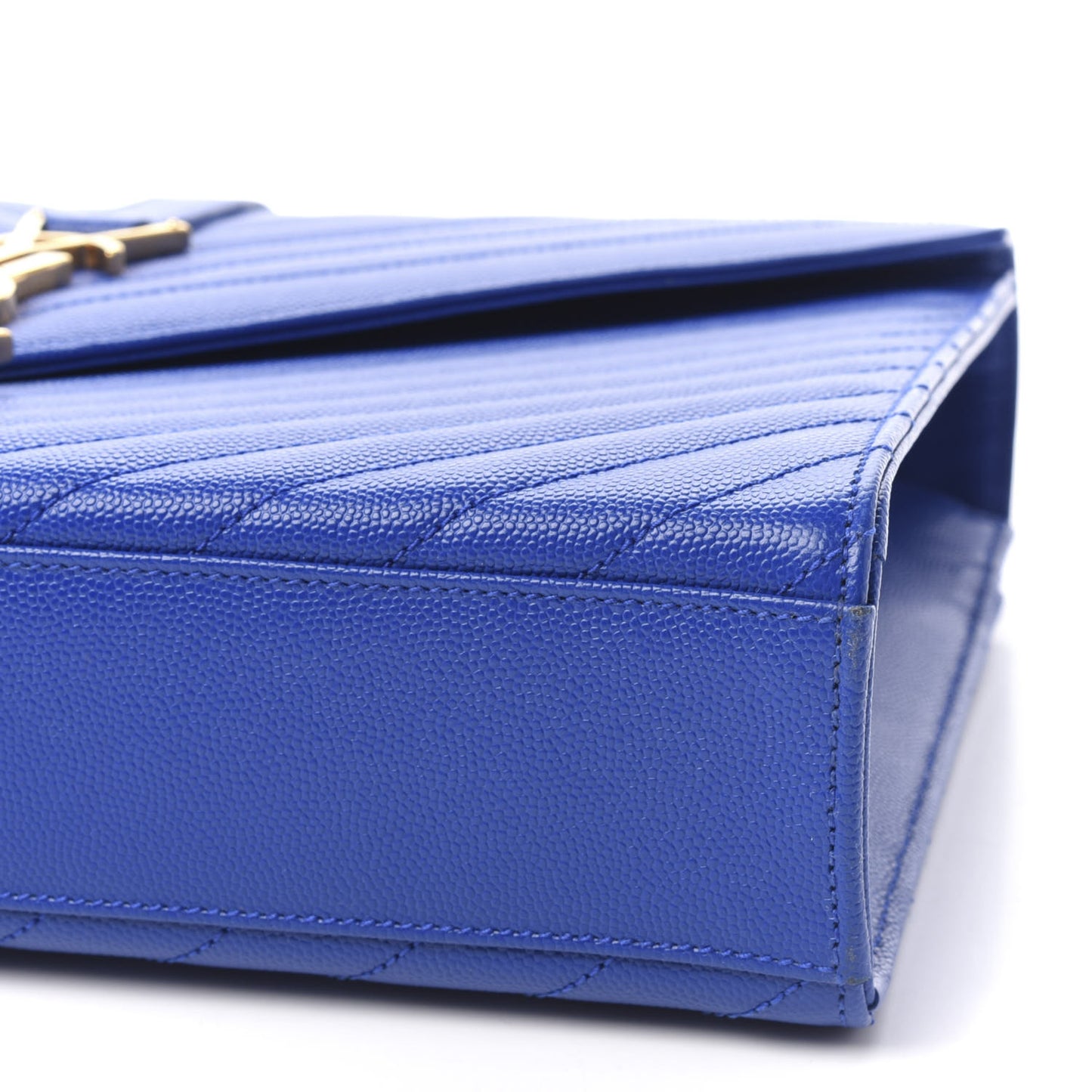 Grain De Poudre Matelasse Chevron Large Monogram Satchel Blue Majorelle
