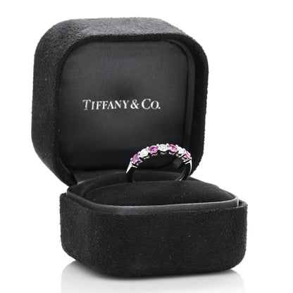 Tiffany Platinum Diamond Pink Sapphire 3mm Embrace Half Circle Ring 51 5.75 5 of 5