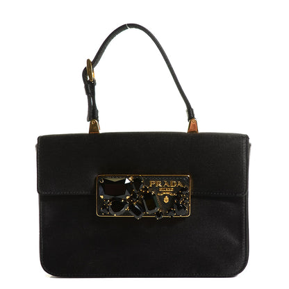Prada Satin Crystal Evening Bag Black 1 of 8