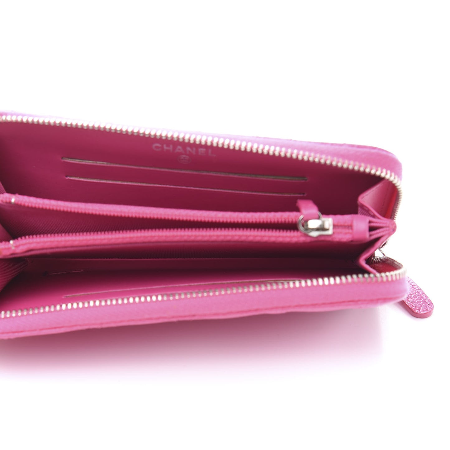 Caviar Quilted Medium Zip Around Wallet Pink