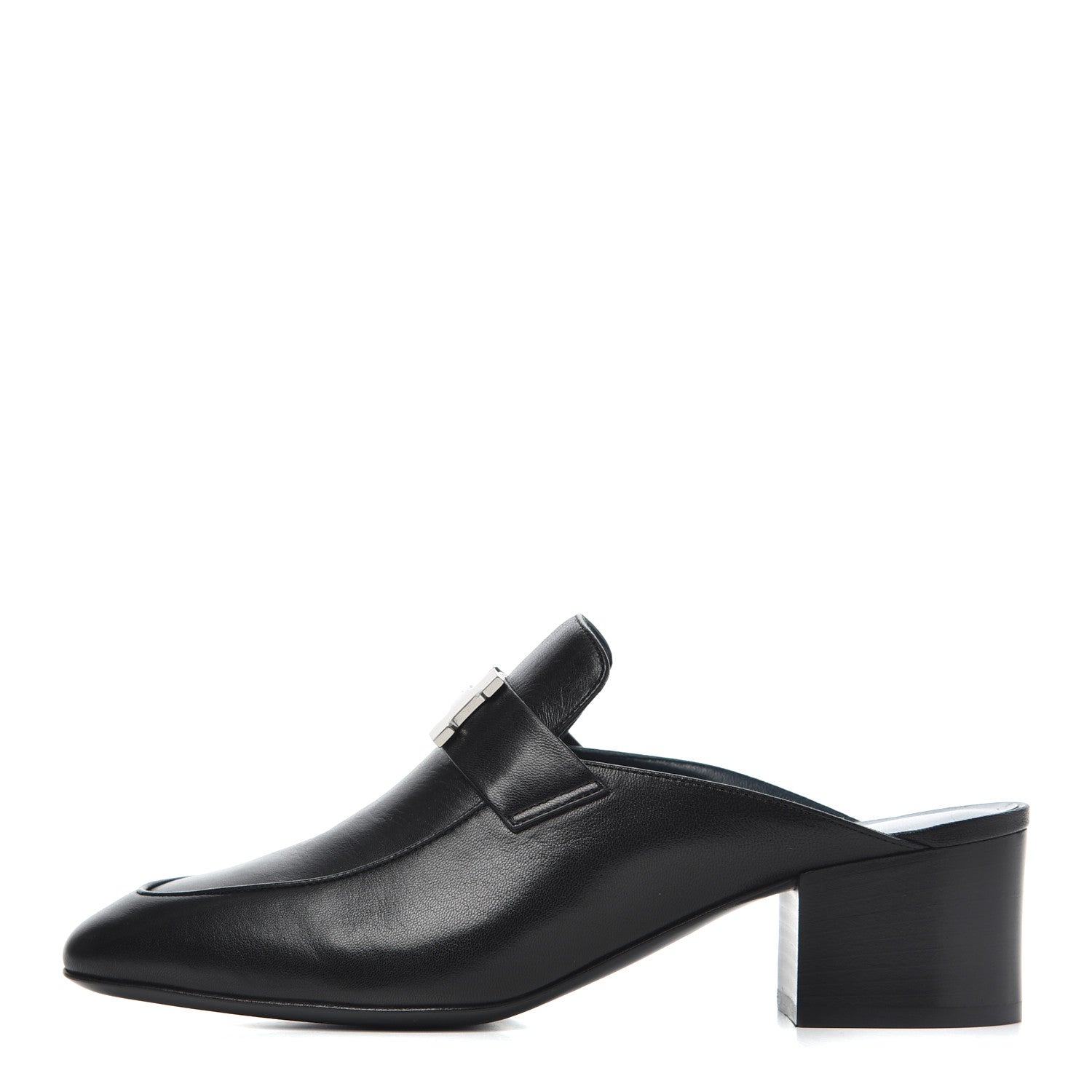 Hermes Goatskin Paradis Mules 37.5 Black 1 of 13