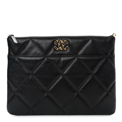 Chanel Goatskin Quilted Chanel 19 Pouch Black 1 of 10