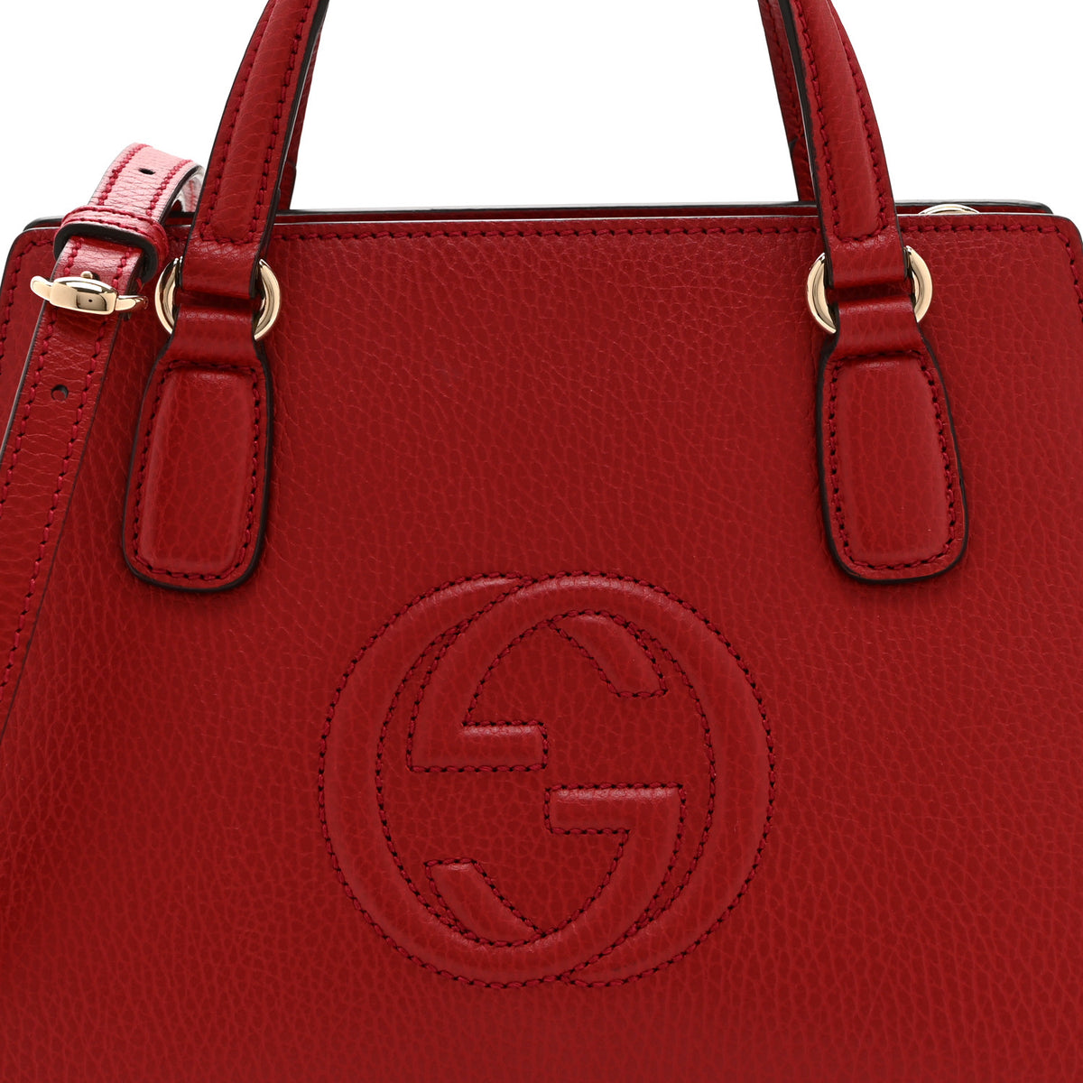Dollar Calfskin Medium Soho Top Handle Satchel Hibiscus Red