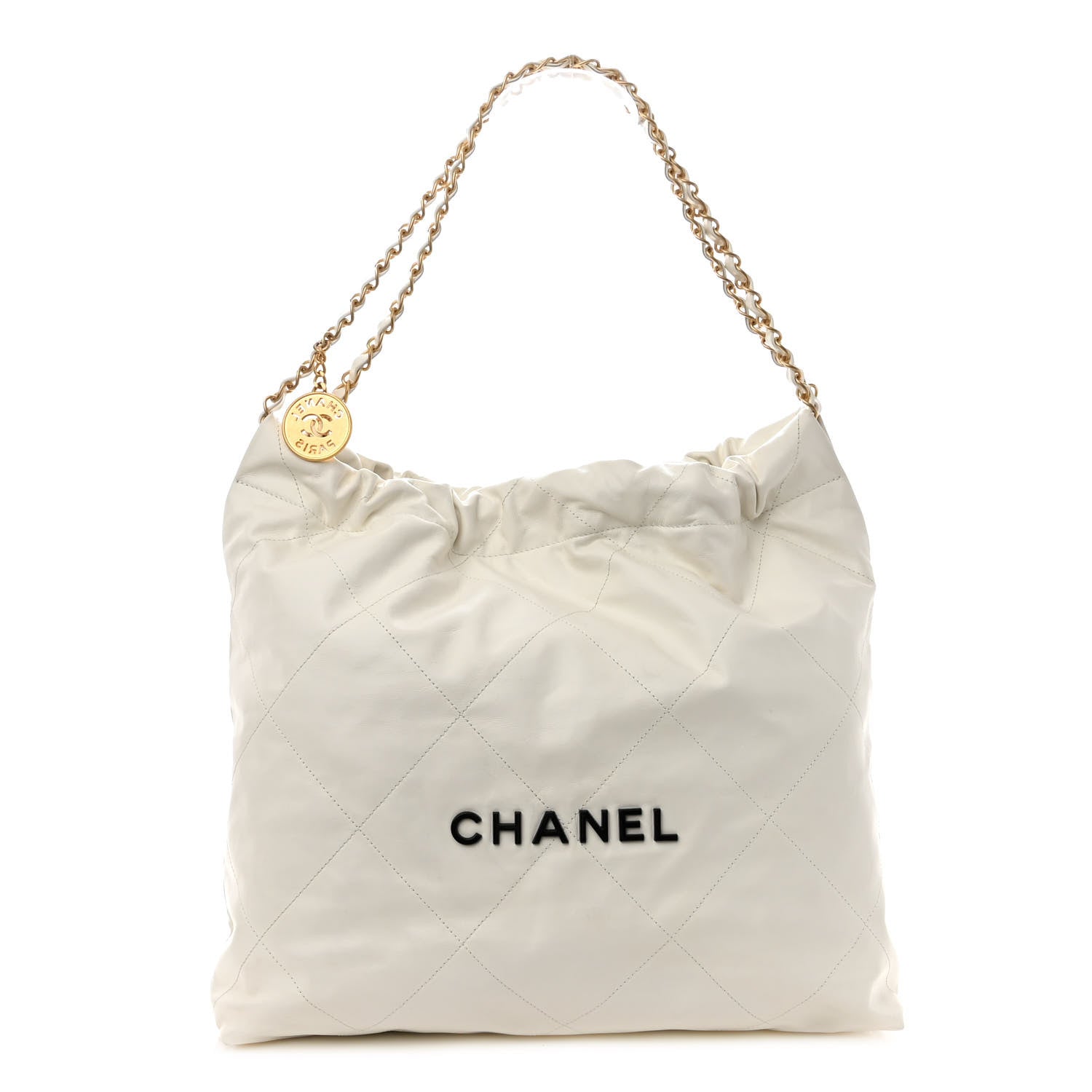 Chanel Shiny Calfskin Quilted Chanel 22 White Black 3 of 11