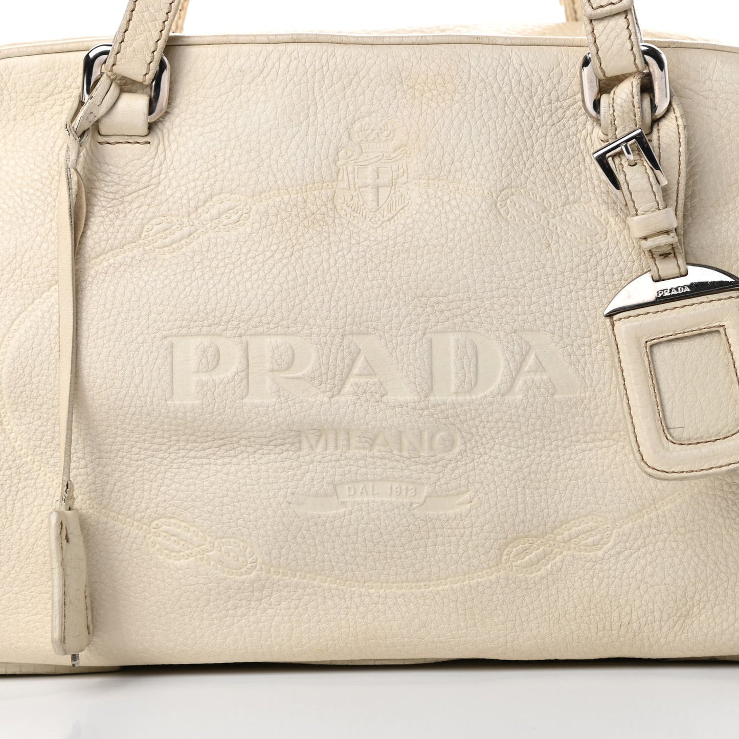 Vitello Daino Embossed Logo Bowler Talco