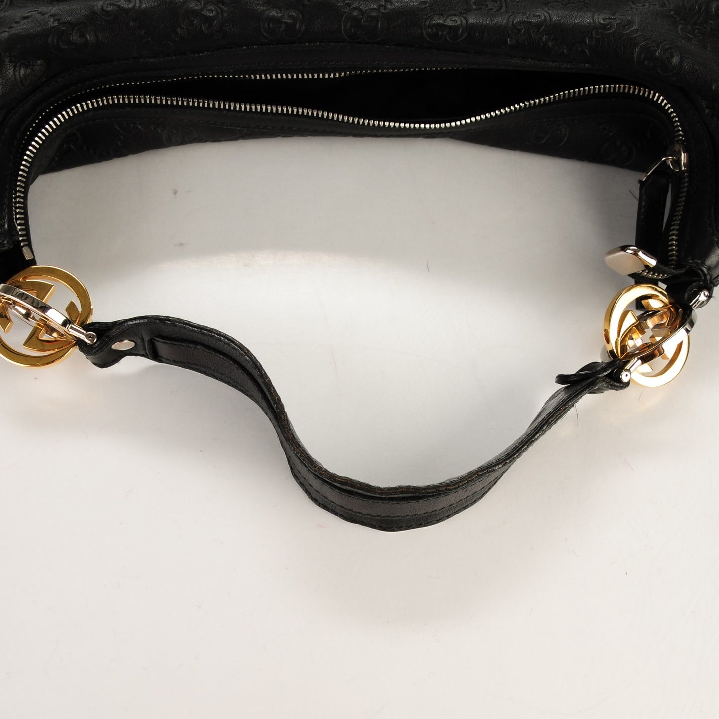 Guccissima Large GG Twins Hobo Black