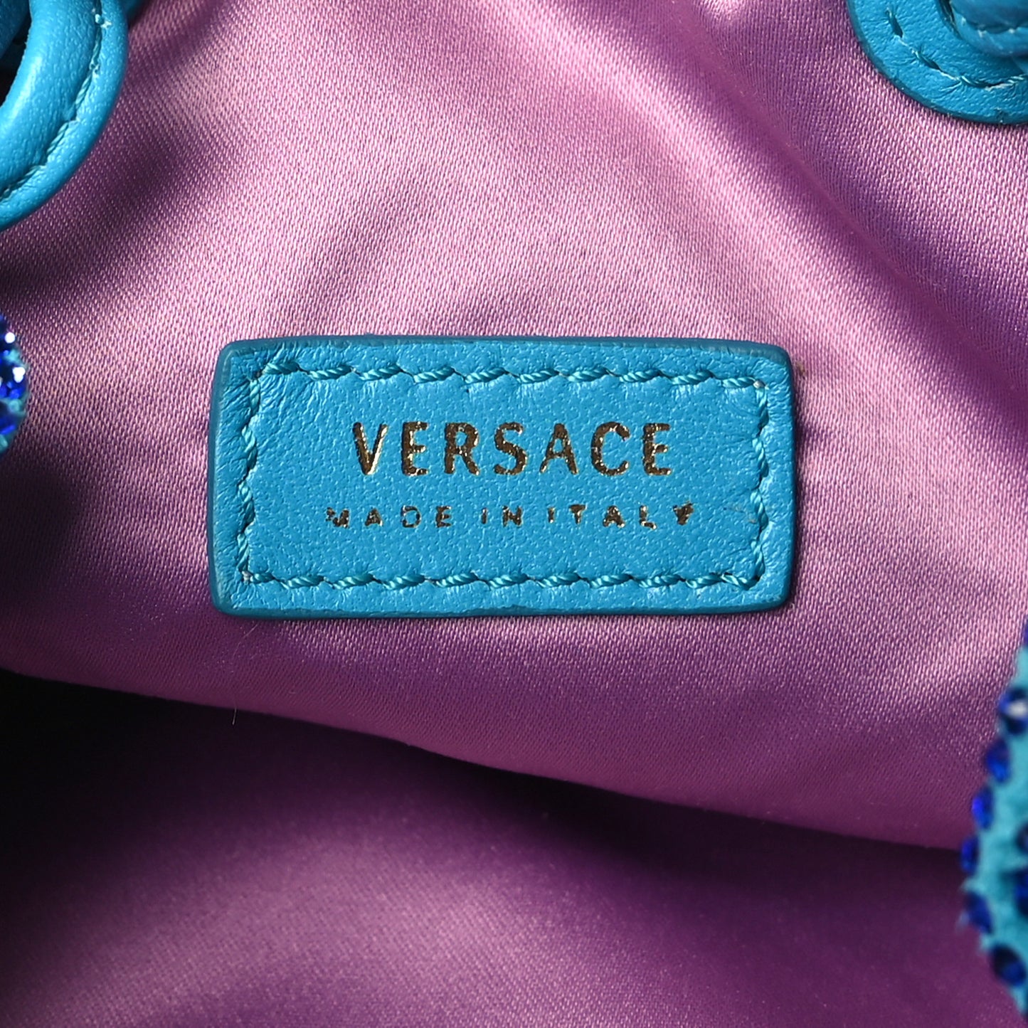 Suede Crystal Pouch Blue Multicolor