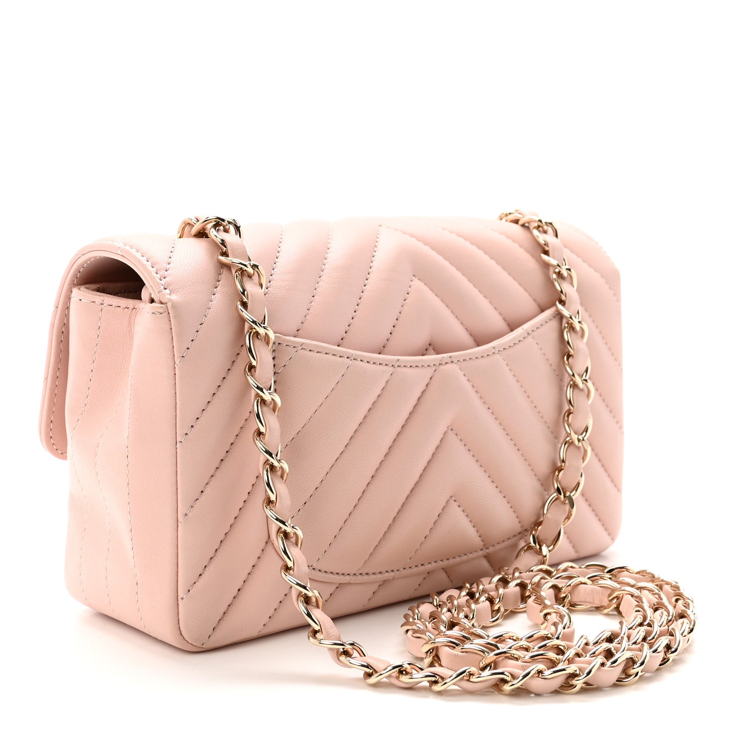 Chanel Calfskin Chevron Quilted Mini Rectangular Flap Light Pink 3 of 10