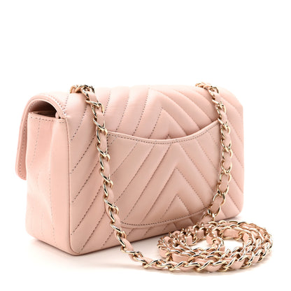 Chanel Calfskin Chevron Quilted Mini Rectangular Flap Light Pink 3 of 10