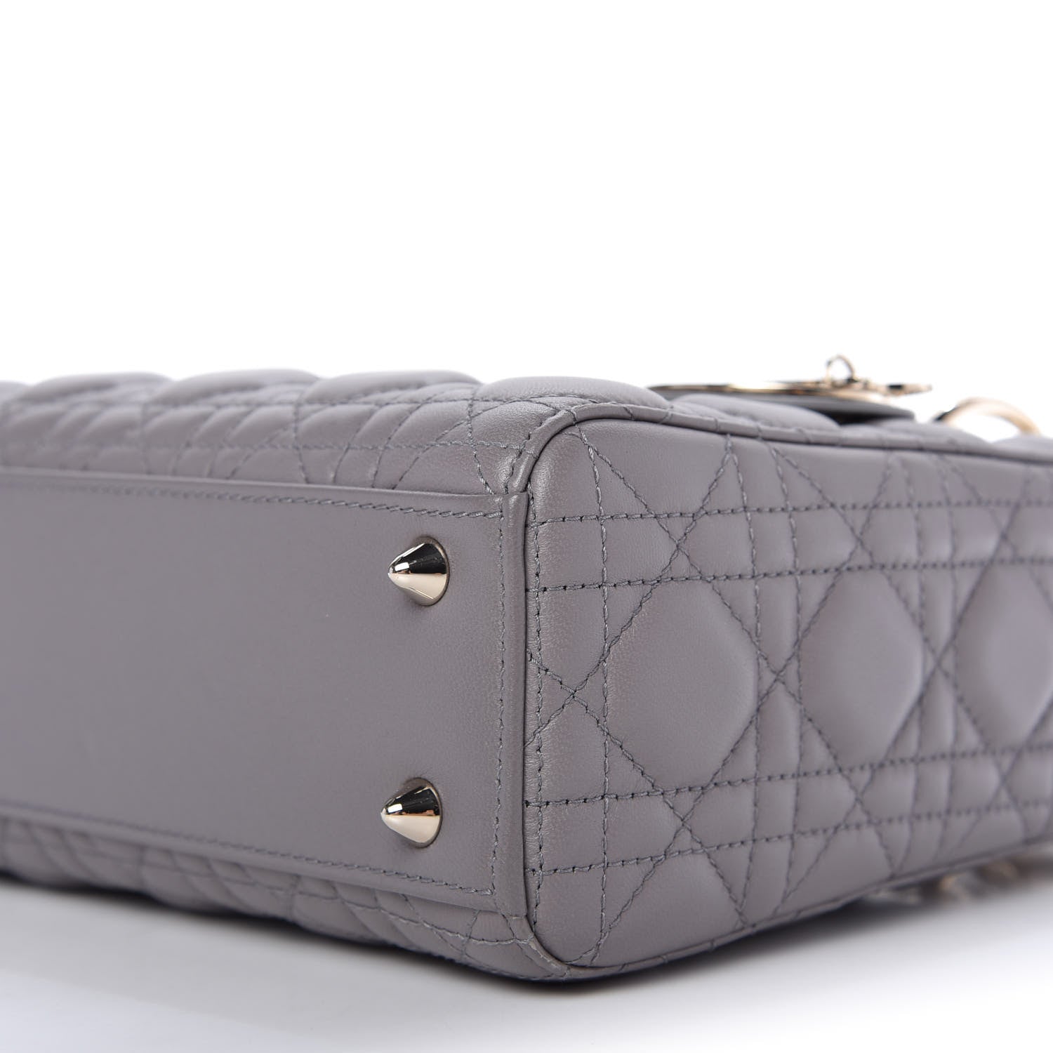 Christian Dior Lambskin Cannage Small My ABCDior Lady Dior Grey 7 of 10