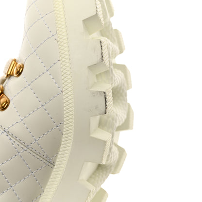 Gucci Calfskin Quilted Sylvie Web Lace Up Combat Ankle Boots 38.5 White 10 of 12