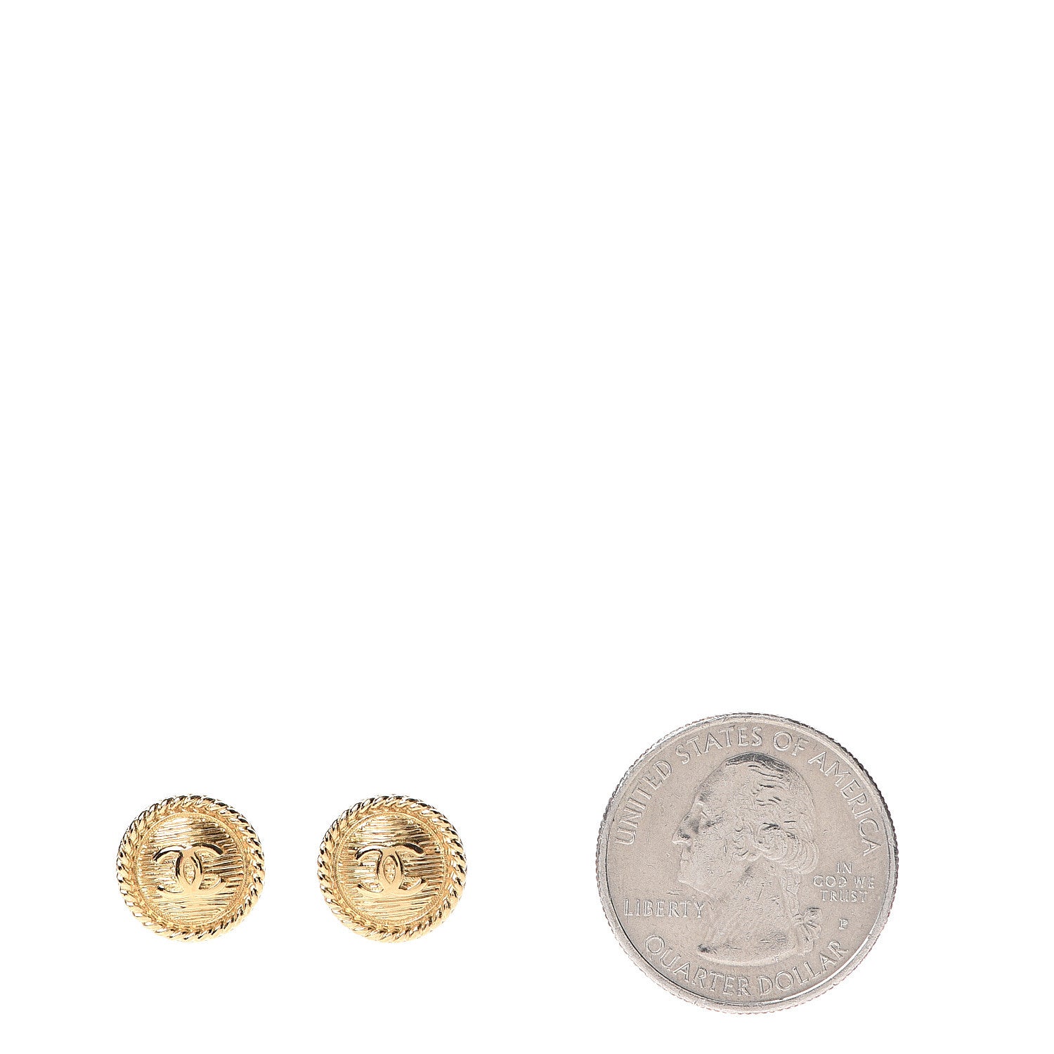Chanel CC Button Earrings Gold 2 of 5