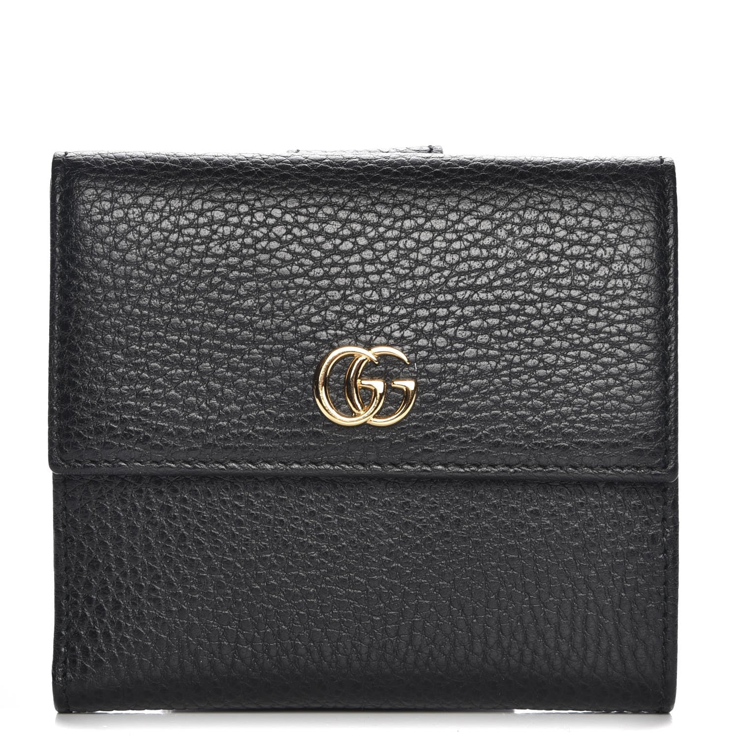 Gucci Dollar Calfskin Double G French Flap Wallet Black 1 of 8