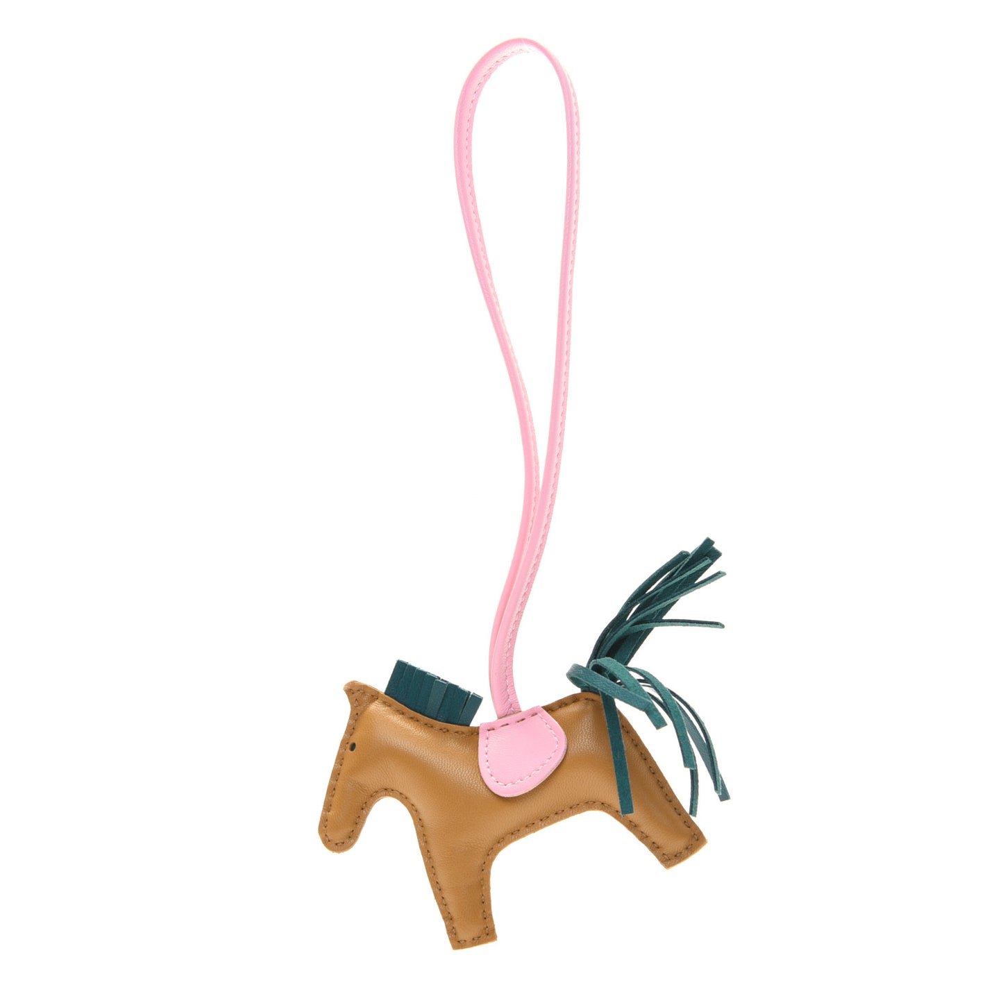 Milo Lambskin Grigri Rodeo Horse Bag Charm PM Sesame Malachite Rose Sakura