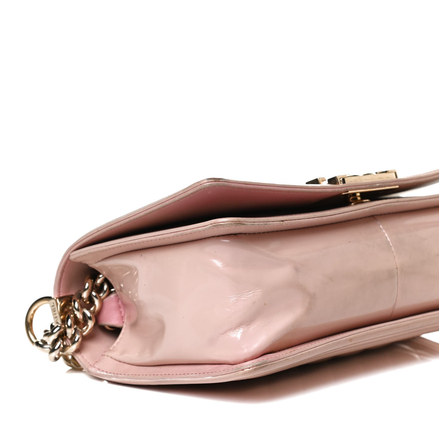 Patent Calfskin Quilted Medium Boy Flap Light Pink