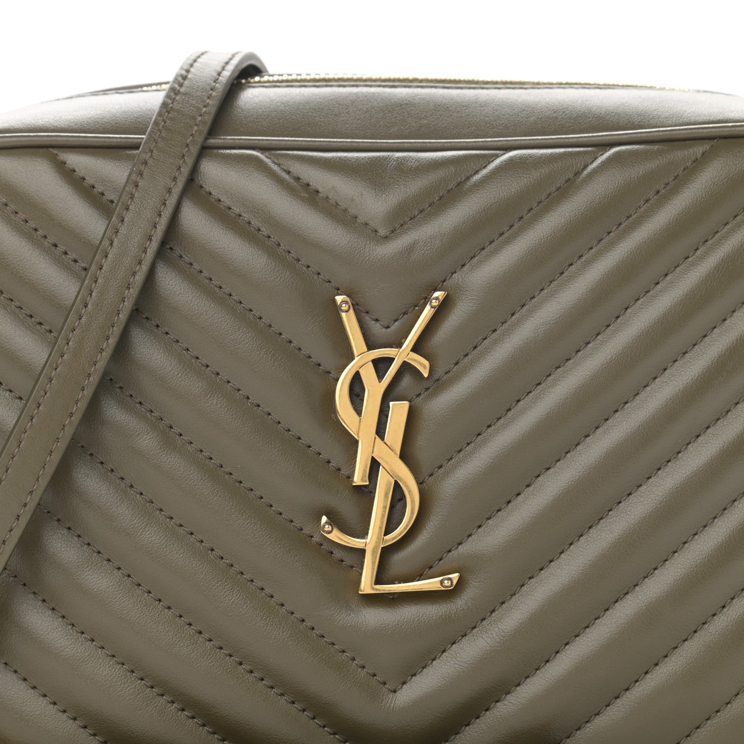 Saint Laurent Calfskin Matelasse Monogram Lou Camera Bag Military Olive 8 of 11
