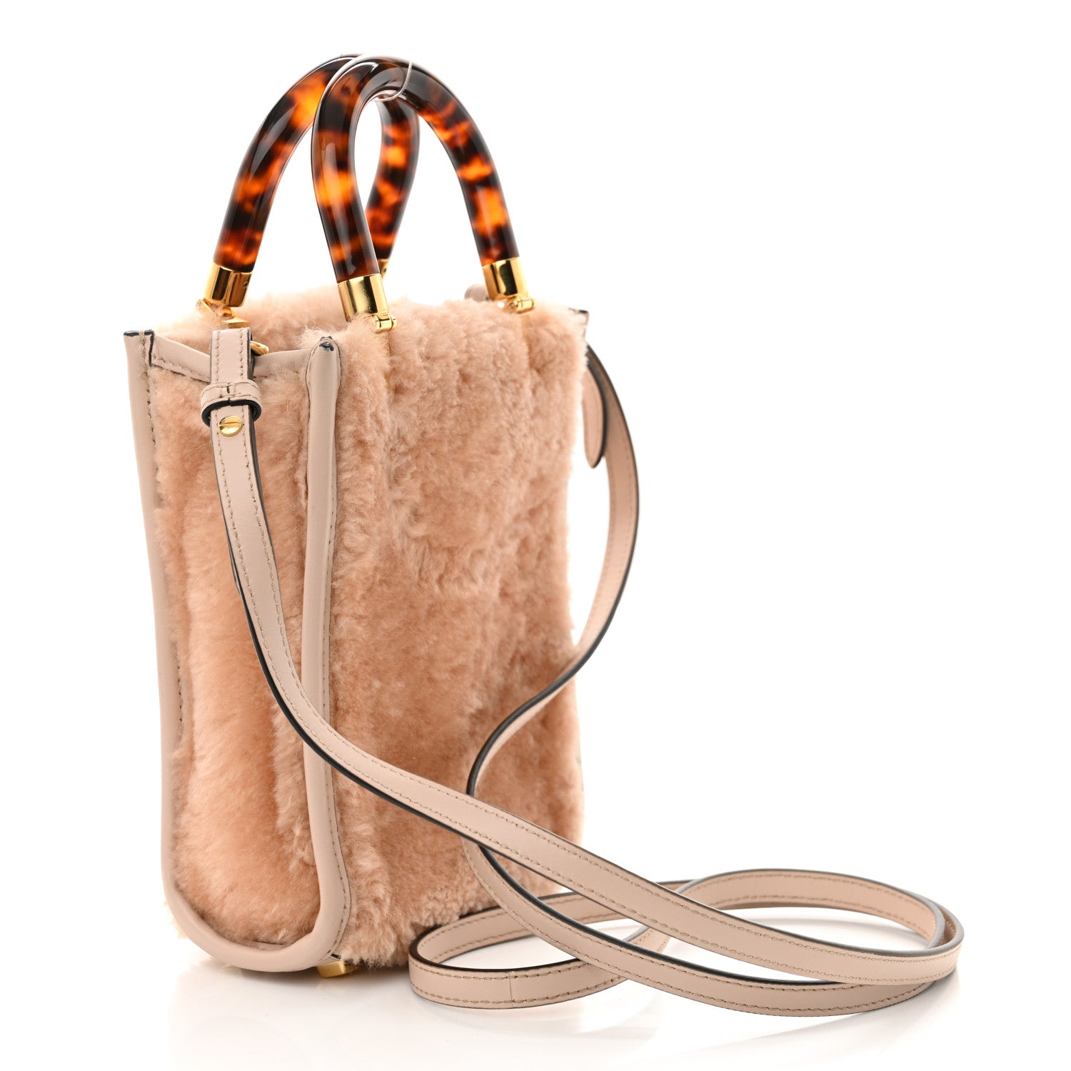 Fendi Shearling Plexiglass FF Mini Fendi Sunshine Shopper Soap White 3 of 11