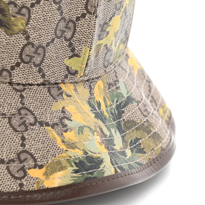 Gucci GG Supreme Monogram Azalea Calfskin Dusty Carnation Retro Interlocking G Bucket Hat Beige Ebony Multicolor 11 of 12