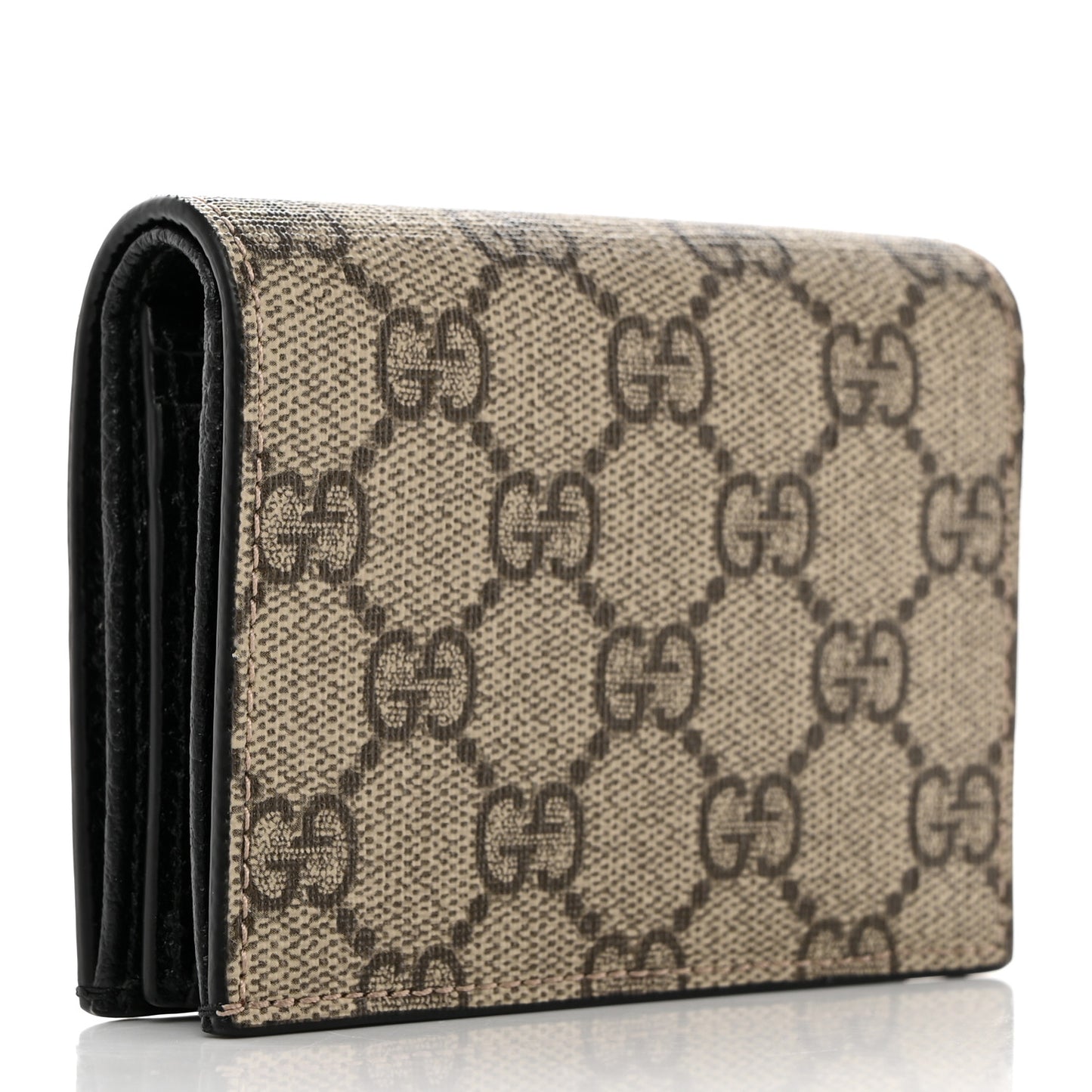 Dollar Calfskin GG Supreme Monogram GG Marmont Card Case Black Beige Ebony