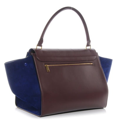 Celine Smooth Calfskin Suede Large Bi-Color Trapeze Burgundy 3 of 11