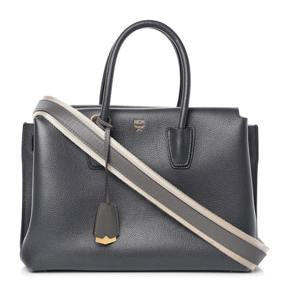 MCM Grained Calfskin Medium Milla Tote Phantom Grey 1 of 17