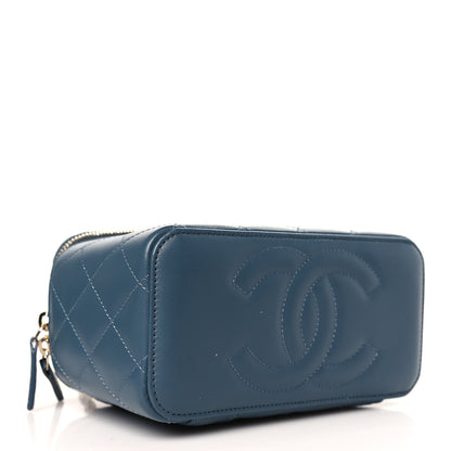Chanel Lambskin Quilted Small Top Handle Vanity Case With Chain Blue 4 of 9