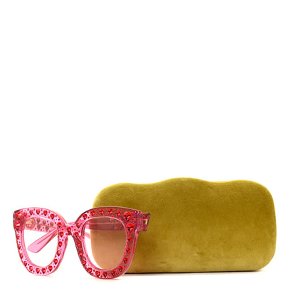 Gucci Acetate Crystal Heart GG0116S Sunglasses Fuchsia 8 of 8