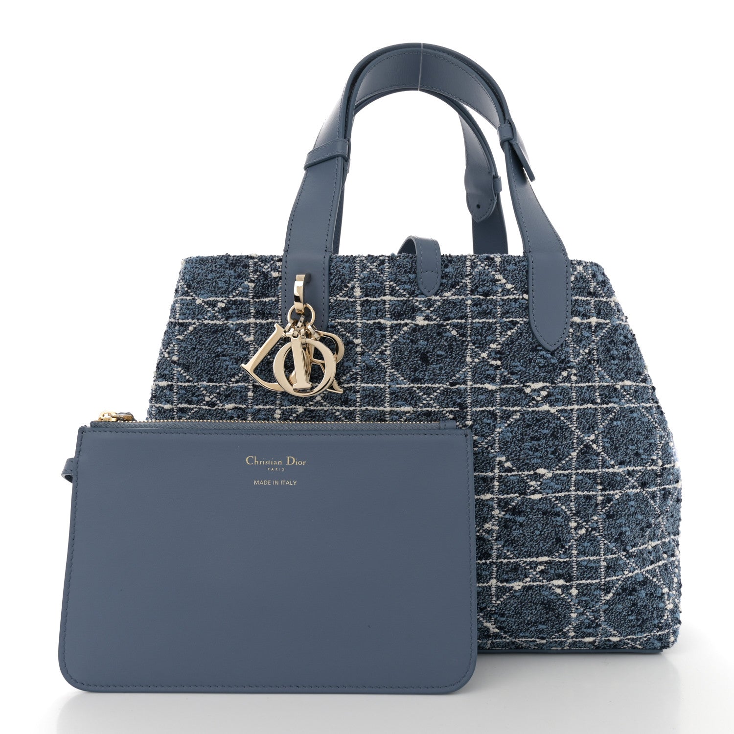 Christian Dior Tweed Cannage Medium Toujours Blue White 3 of 12