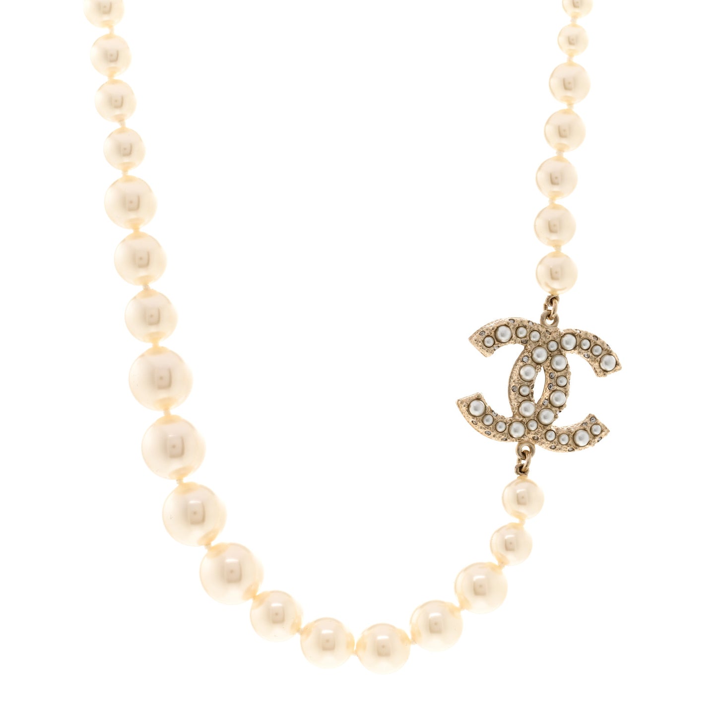 Pearl CC 100th Anniversary Necklace Light Gold