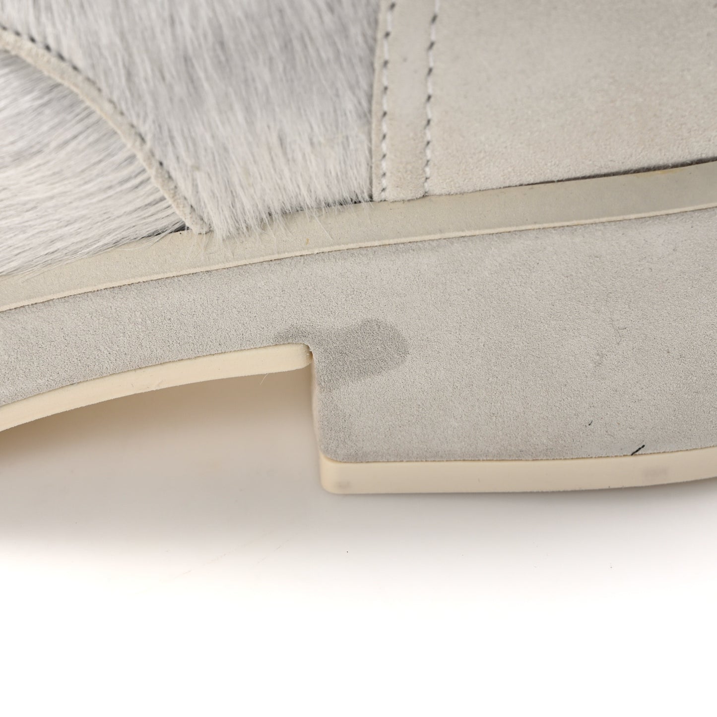 Suede Pony Hair Shearling Lace Up Combat Boots 38.5 White Black