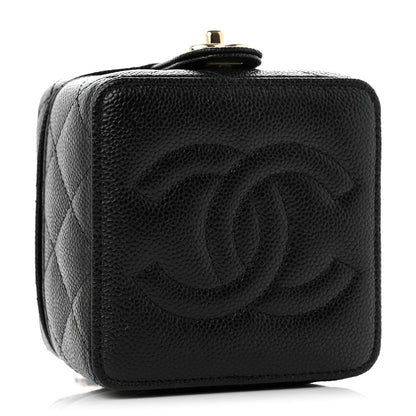 Chanel Caviar Quilted Mini Vanity Wrist Case With Chain Black 4 of 9