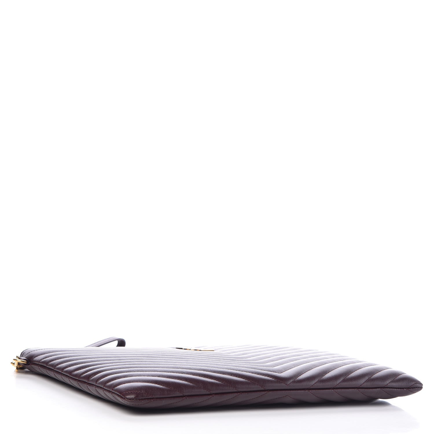 Saint Laurent Calfskin Matelasse Chevron Monogram Document Holder Amaranto 4 of 8