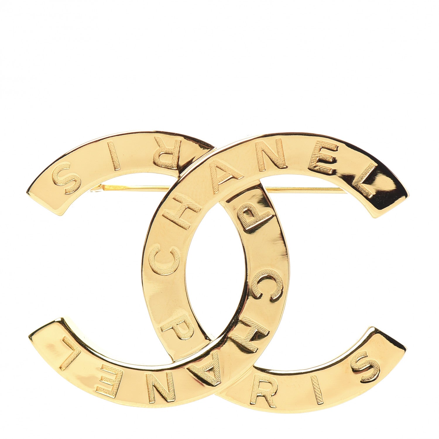 Chanel Metal Paris Button CC Large Brooch Gold 1 of 5