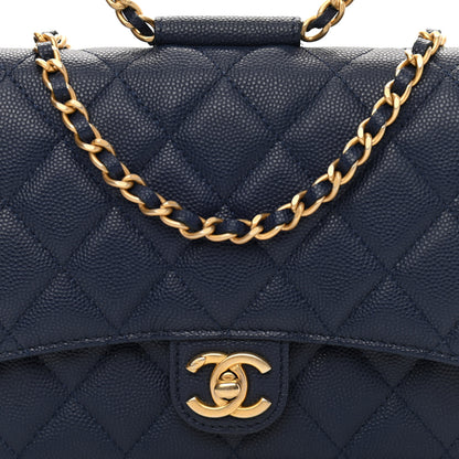 Chanel Caviar Quilted Chain Handle Round Wallet On Chain WOC Navy 9 of 11