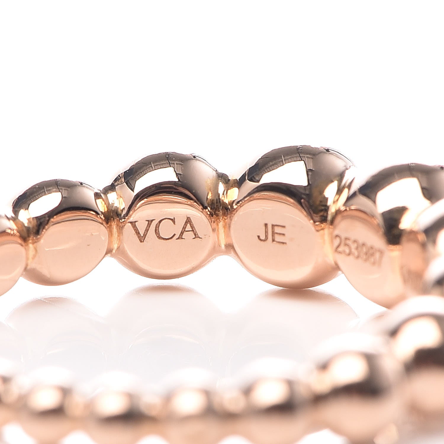 Van Cleef & Arpels 18K Rose Gold Perlee Pearls of Gold Variation Ring 50 5.25 5 of 7