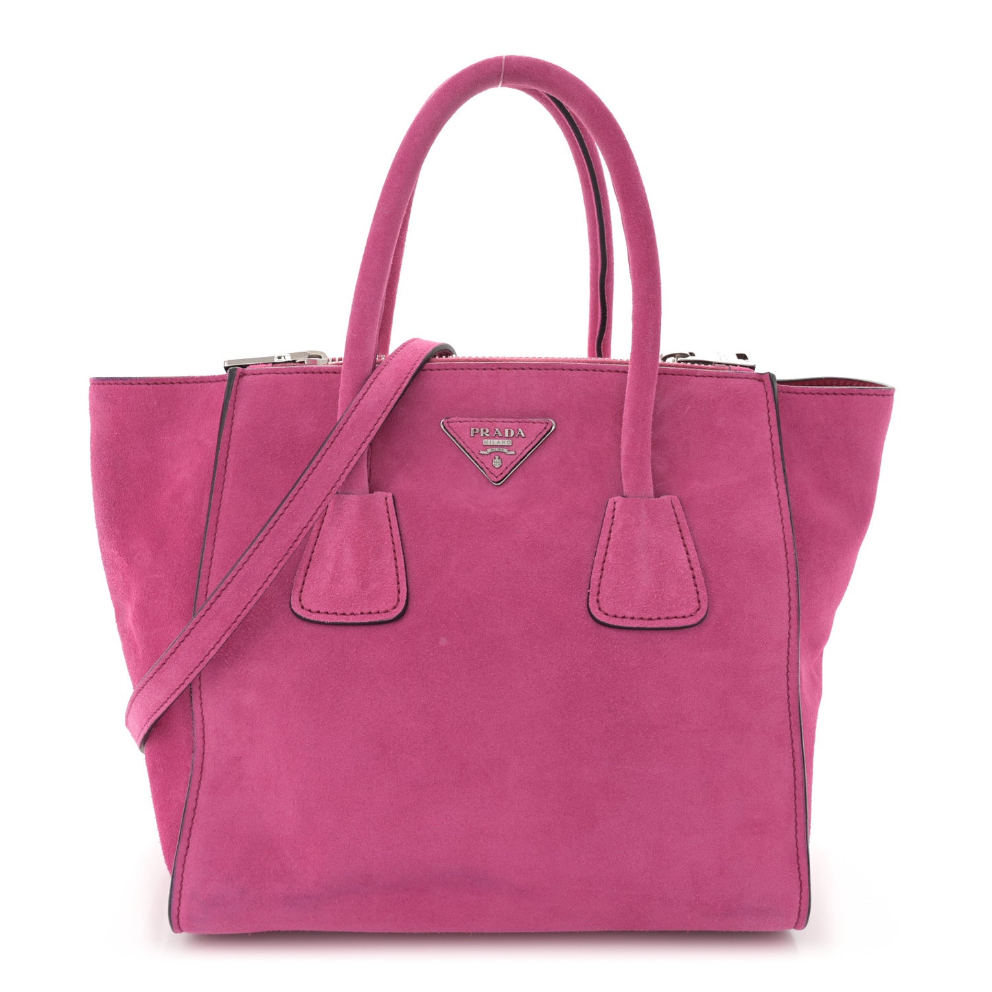 Scamosciato Suede Twin Pocket Tote Fuxia