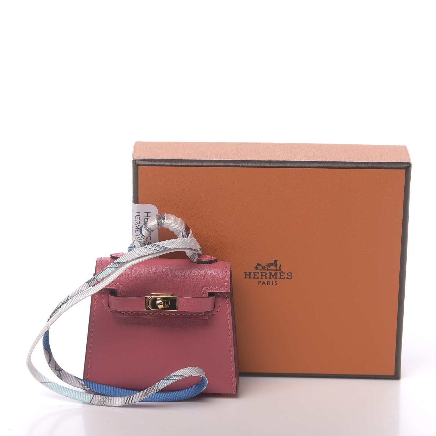 Hermes Tadelakt Mini Kelly Twilly Bag Charm Rose Lipstick 7 of 7